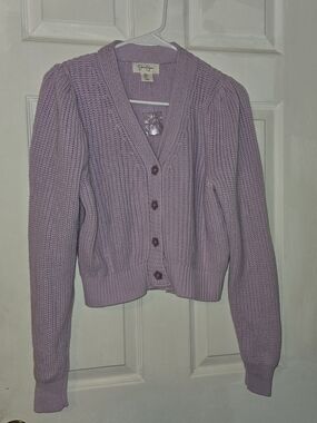 Jessica Simpson Lilac Chunky Knit Button-Up Cardigan SZ M